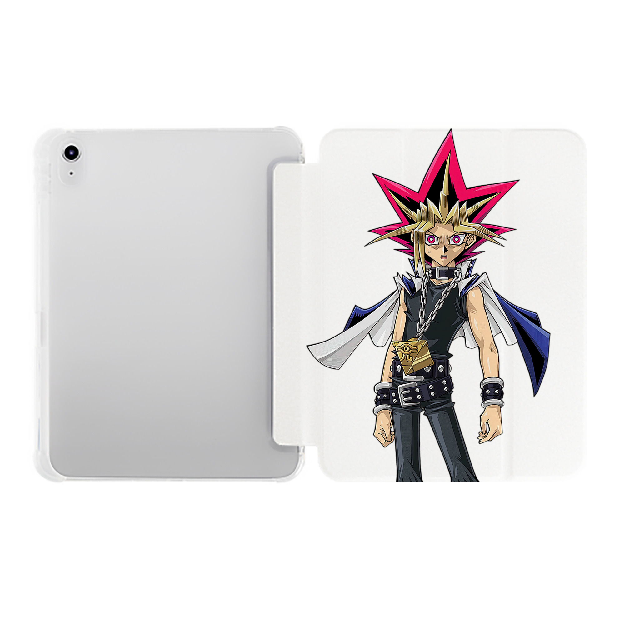（画像用） 遊☆戯☆王 Yu-Gi-Oh! IPad ケース ペン収納付き 三つ折りスタンド PUレザー×シリコン 対応機種9.5/10.5/10.9インチ